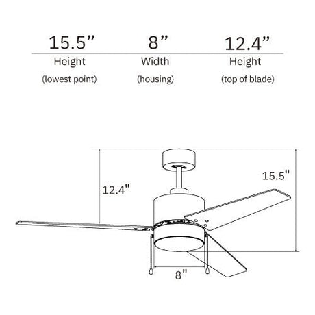 EMPIRE 52 inch 3 - Blade Ceiling Fan with LED Light & Pull Chain - LEDMyPlace