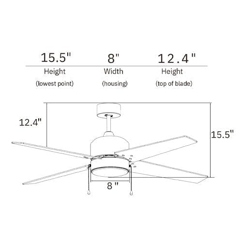 EMPIRE 52 inch 4 - Blade Ceiling Fan with LED Light & Pull Chain - LEDMyPlace