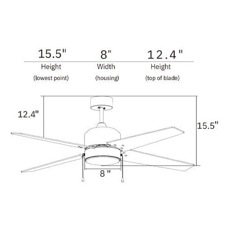 EMPIRE 52 inch 4 - Blade Ceiling Fan with LED Light & Pull Chain - LEDMyPlace