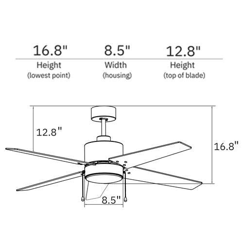EMPIRE 52 inch 5 - Blade Ceiling Fan with LED Light & Pull Chain - LEDMyPlace