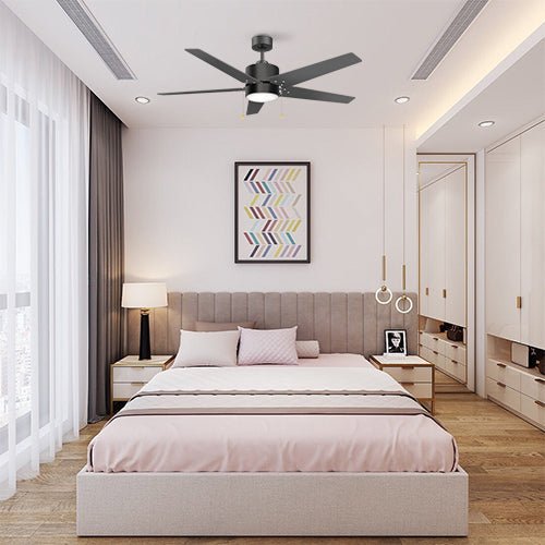 EMPIRE 52 inch 5 - Blade Ceiling Fan with LED Light & Pull Chain - LEDMyPlace