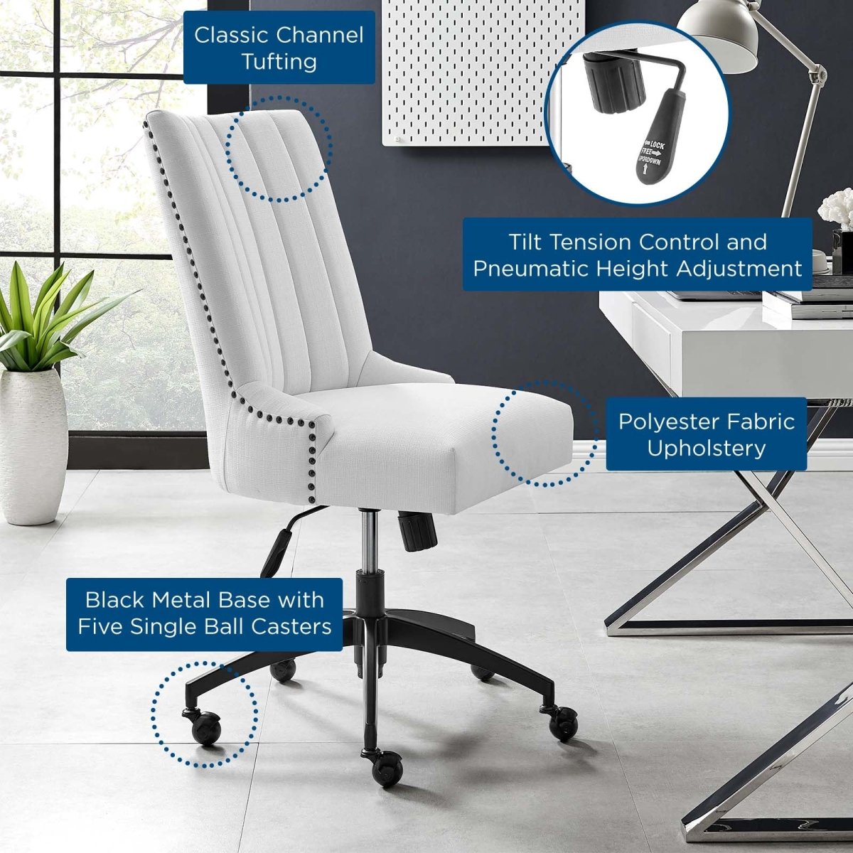 Empower Channel Tufted Fabric Office Chair - BUILDMYPLACE