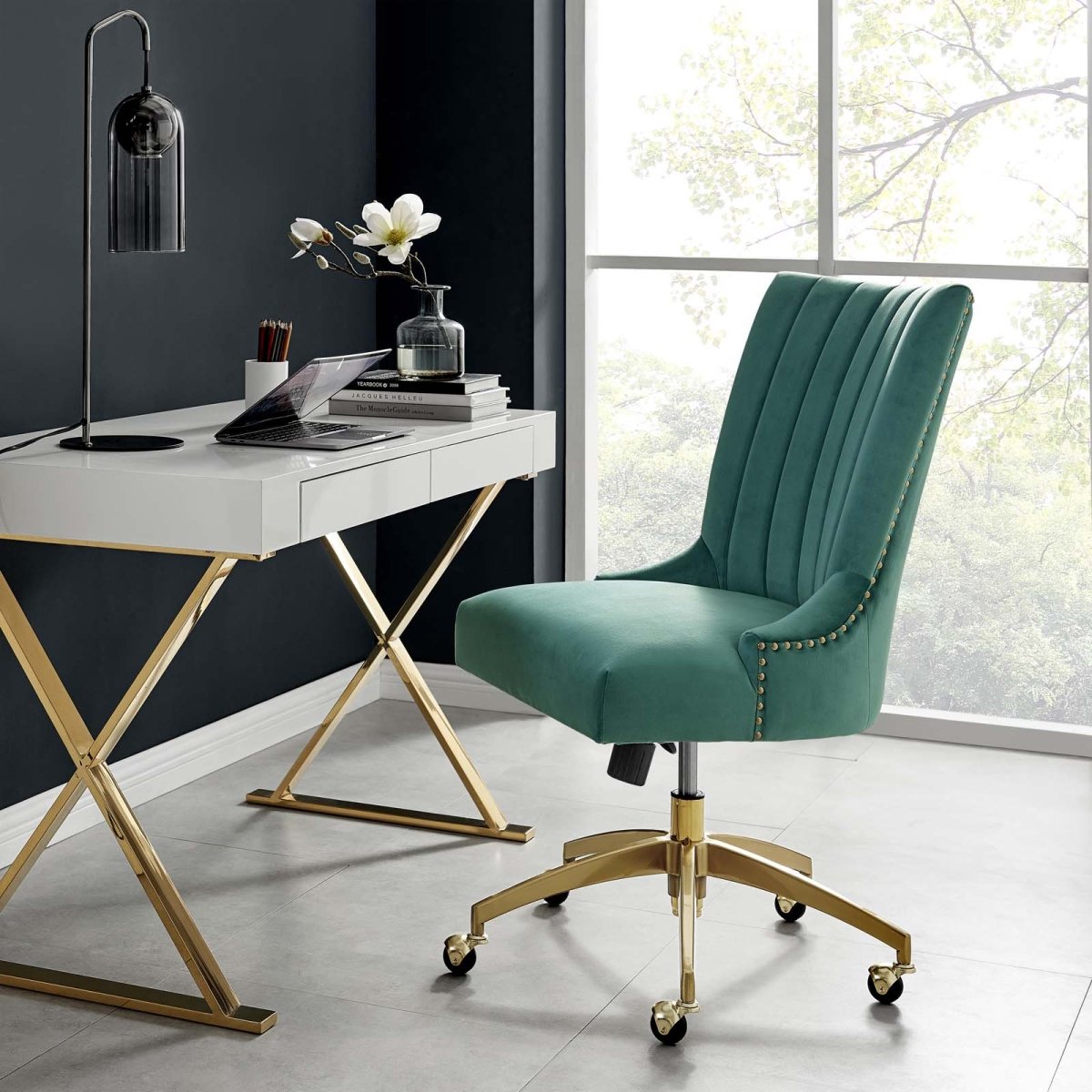 Empower Channel Tufted Performance Velvet Office Chair - BUILDMYPLACE