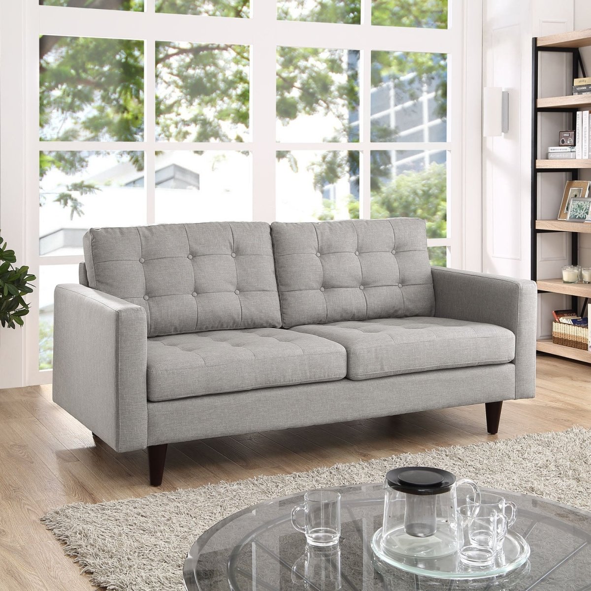 Empress Upholstered Fabric Loveseat - BUILDMYPLACE