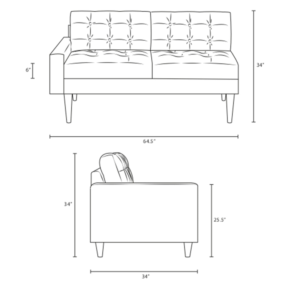 Empress Upholstered Fabric Loveseat - BUILDMYPLACE