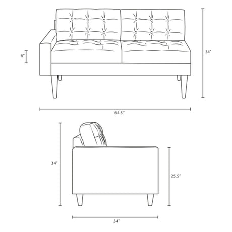 Empress Upholstered Fabric Loveseat - BUILDMYPLACE