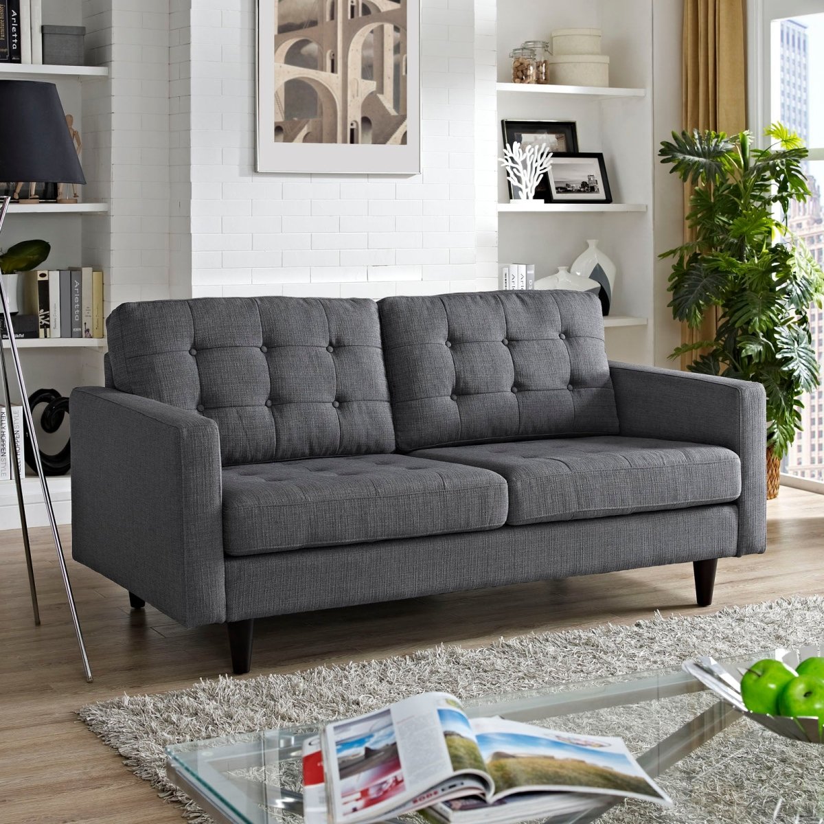 Empress Upholstered Fabric Loveseat - BUILDMYPLACE