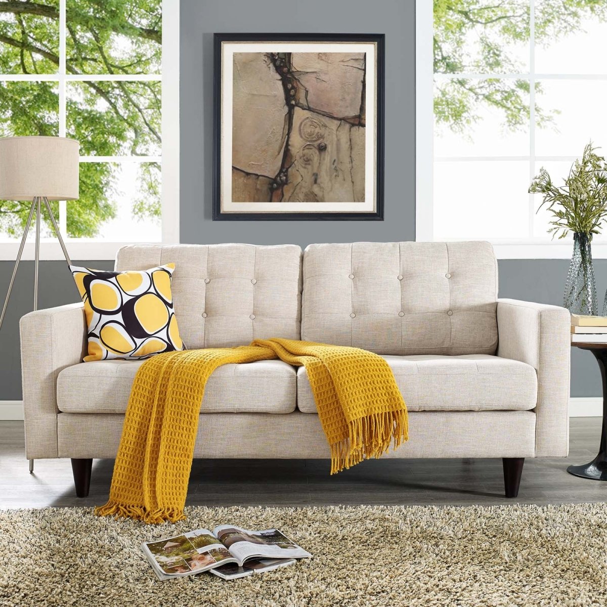 Empress Upholstered Fabric Loveseat - BUILDMYPLACE