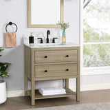 Encino 30 - in Vanity Combo Light Oak with Carrara White Engineered Stone Top - BUILDMYPLACE