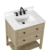 Encino 30 - in Vanity Combo Light Oak with Carrara White Engineered Stone Top - BUILDMYPLACE