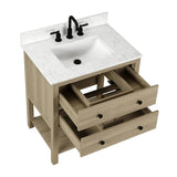 Encino 30 - in Vanity Combo Light Oak with Carrara White Engineered Stone Top - BUILDMYPLACE