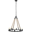 Encircle Vintage Rope & Steel 12 - Light Chandelier - Brown - Farmhouse - Inspired Light - BUILDMYPLACE