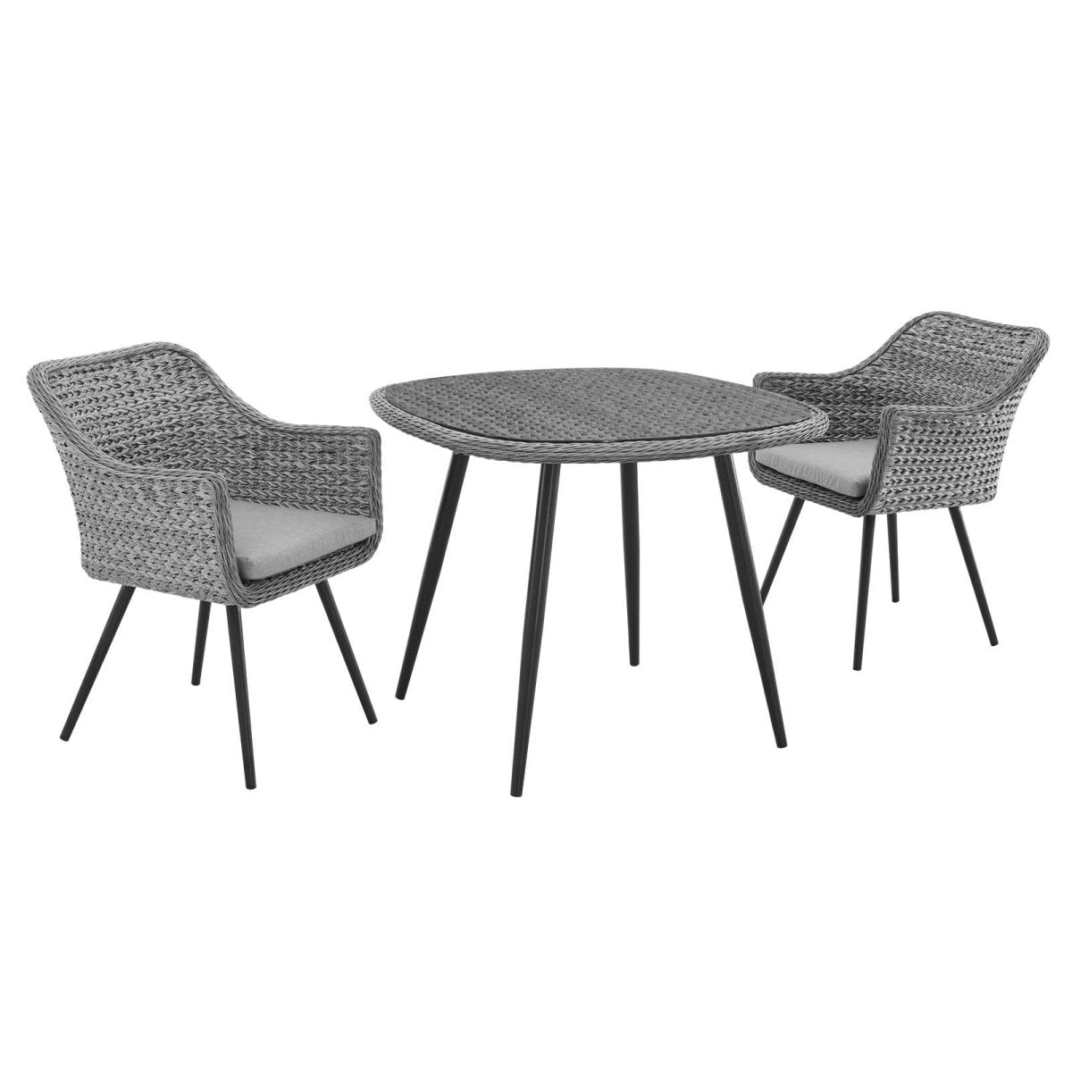 Endeavor 3 Piece Outdoor Patio Wicker Rattan Dining Set - Conversation Chair Set - BUILDMYPLACE