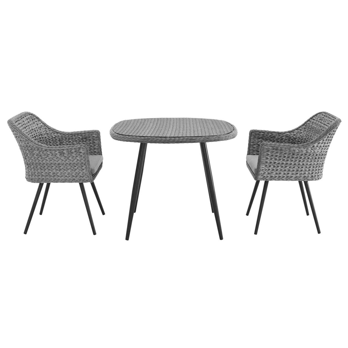 Endeavor 3 Piece Outdoor Patio Wicker Rattan Dining Set - Conversation Chair Set - BUILDMYPLACE