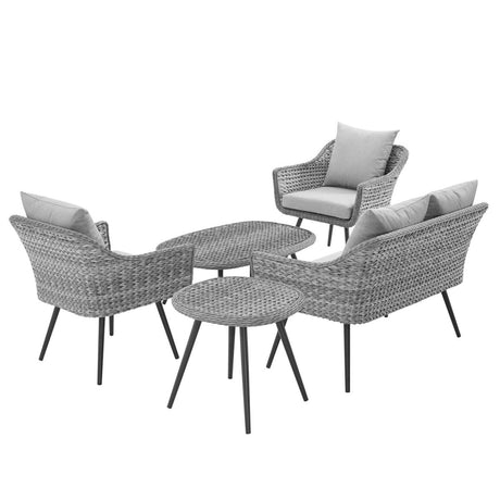 Endeavor 5 Piece Outdoor Patio Wicker Rattan Sectional Sofa Set - BUILDMYPLACE