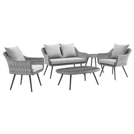 Endeavor 5 Piece Outdoor Patio Wicker Rattan Sectional Sofa Set - BUILDMYPLACE