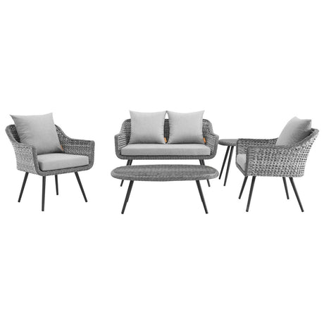 Endeavor 5 Piece Outdoor Patio Wicker Rattan Sectional Sofa Set - BUILDMYPLACE