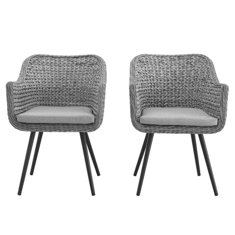 Endeavor Dining Armchair Outdoor Patio Wicker Rattan Set Of 2 - BUILDMYPLACE