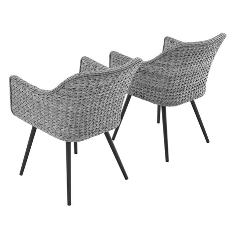 Endeavor Dining Armchair Outdoor Patio Wicker Rattan Set Of 2 - BUILDMYPLACE
