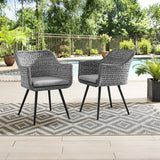 Endeavor Dining Armchair Outdoor Patio Wicker Rattan Set Of 2 - BUILDMYPLACE