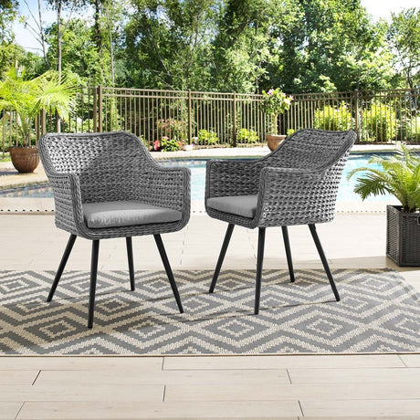 Endeavor Dining Armchair Outdoor Patio Wicker Rattan Set Of 2 - BUILDMYPLACE