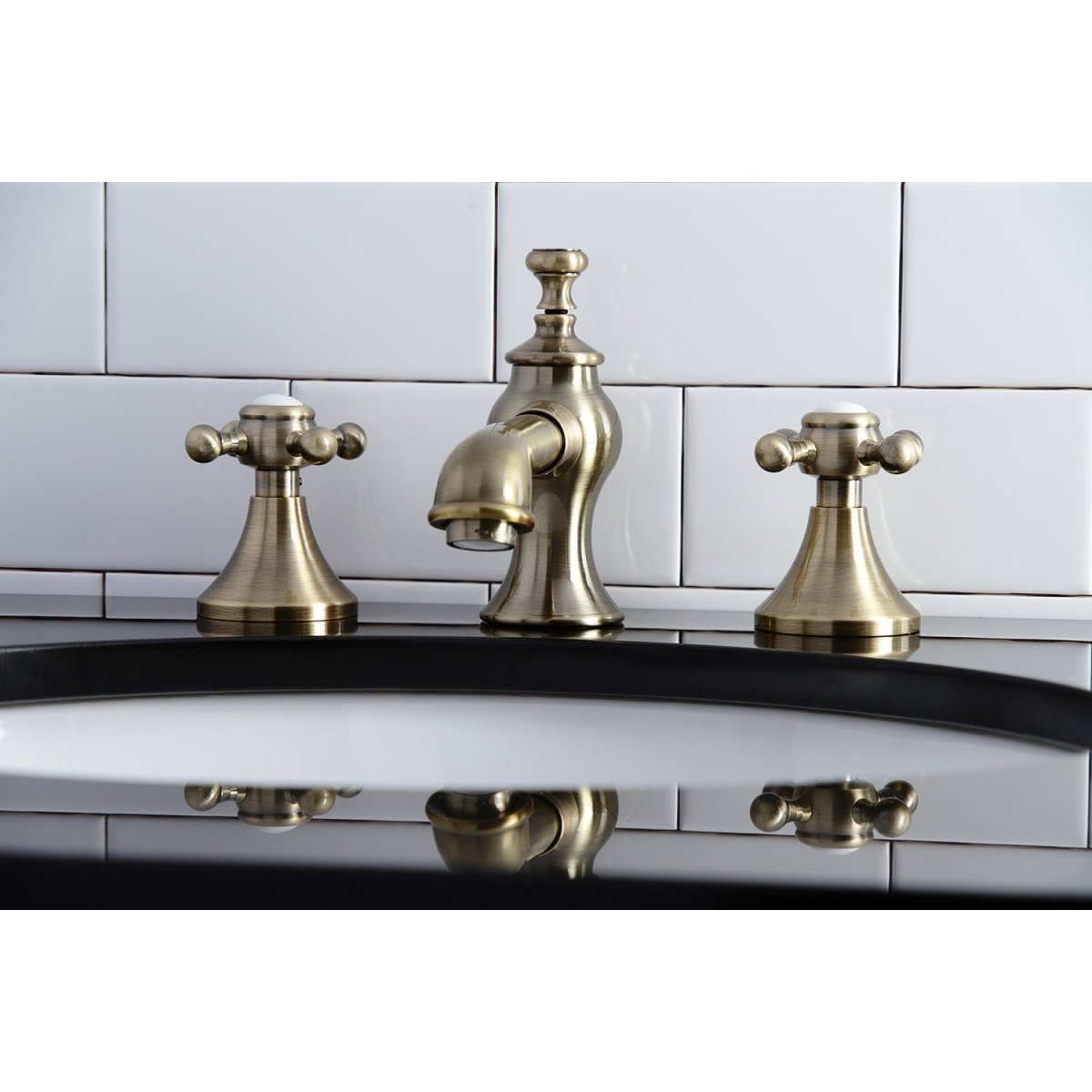 English Country 8" Deck Mount Widespread Bathroom Faucet - BUILDMYPLACE