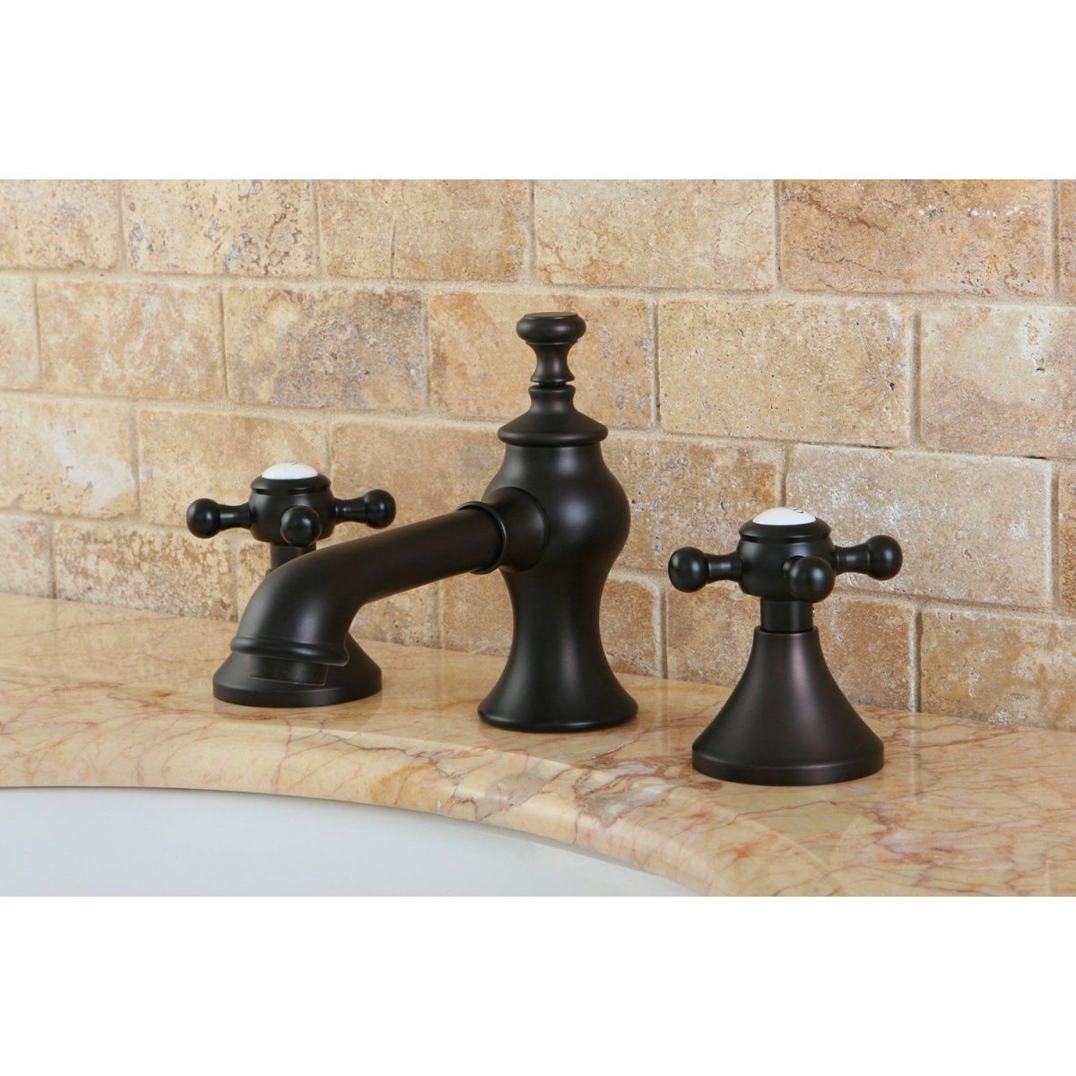 English Country 8" Deck Mount Widespread Bathroom Faucet - BUILDMYPLACE