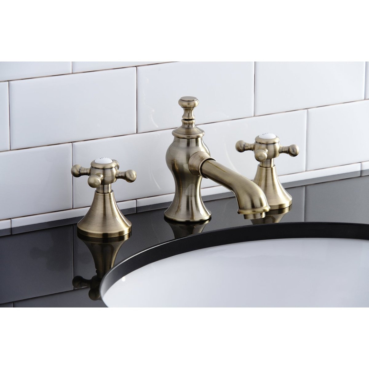 English Country 8" Deck Mount Widespread Bathroom Faucet - BUILDMYPLACE