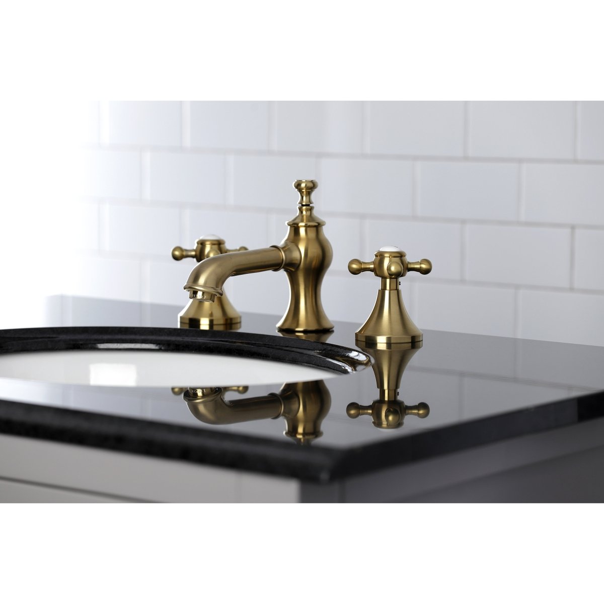 English Country 8" Deck Mount Widespread Bathroom Faucet - BUILDMYPLACE