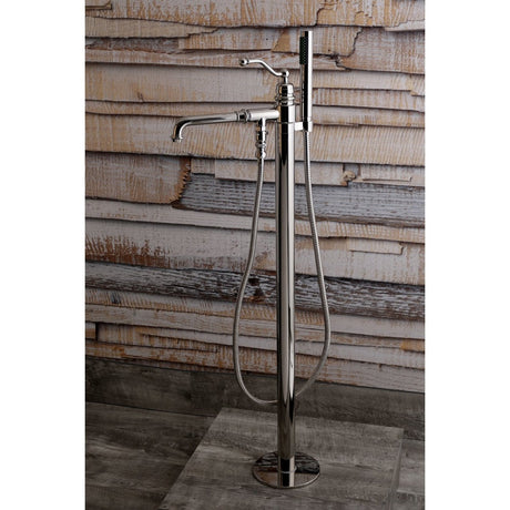 English Country Freestanding Tub Faucet With Hand Shower In 10" Spout Reach - BUILDMYPLACE