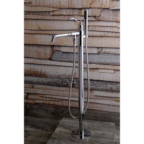 English Country Freestanding Tub Faucet With Hand Shower In 10" Spout Reach - BUILDMYPLACE