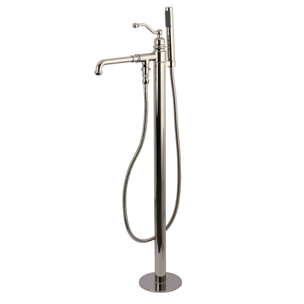 English Country Freestanding Tub Faucet With Hand Shower In 10" Spout Reach - BUILDMYPLACE