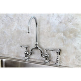 English Country Kitchen Bridge Faucet with Brass Sprayer - BUILDMYPLACE