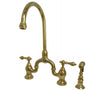 English Country Kitchen Bridge Faucet with Brass Sprayer - BUILDMYPLACE