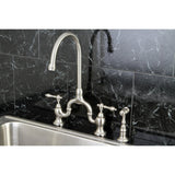 English Country Kitchen Bridge Faucet with Brass Sprayer - BUILDMYPLACE