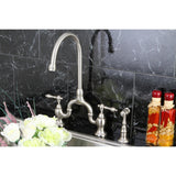 English Country Kitchen Bridge Faucet with Brass Sprayer - BUILDMYPLACE