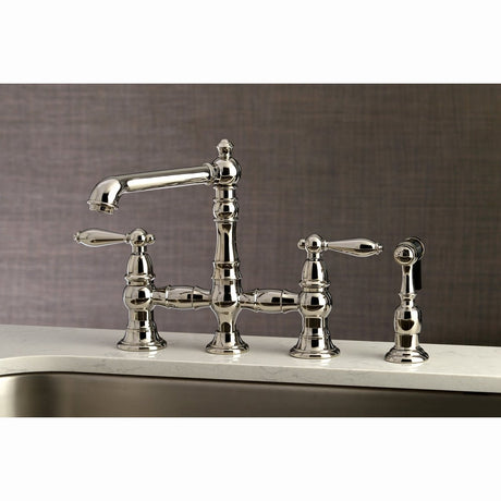 English Country Kitchen Faucet With Side Sprayer - BUILDMYPLACE