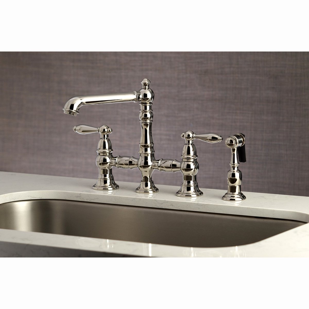 English Country Kitchen Faucet With Side Sprayer - BUILDMYPLACE