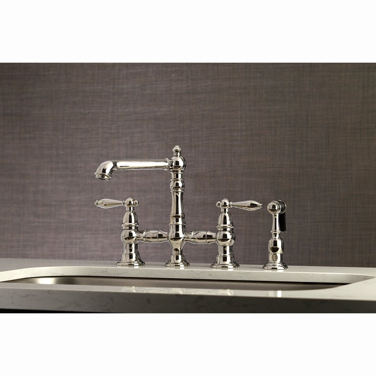 English Country Kitchen Faucet With Side Sprayer - BUILDMYPLACE