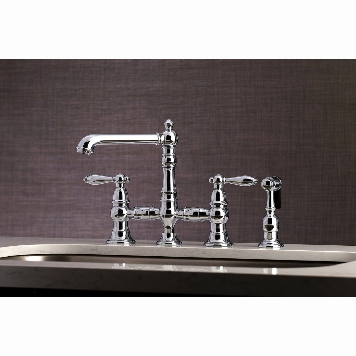 English Country Kitchen Faucet With Side Sprayer - BUILDMYPLACE