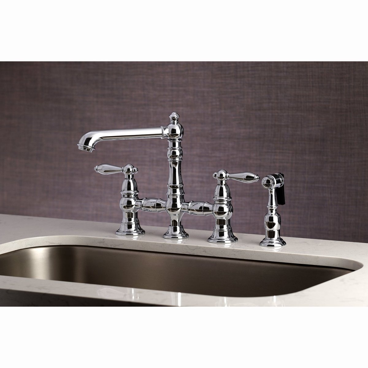 English Country Kitchen Faucet With Side Sprayer - BUILDMYPLACE