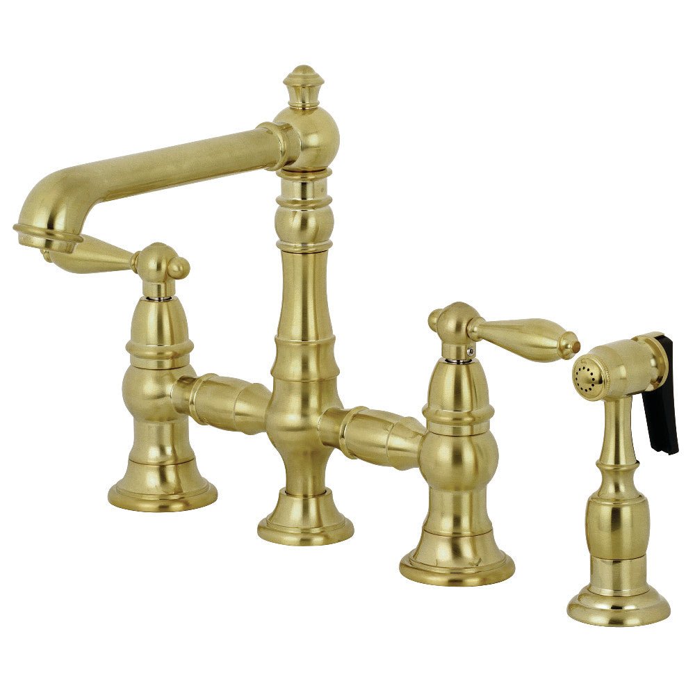 English Country Kitchen Faucet With Side Sprayer - BUILDMYPLACE