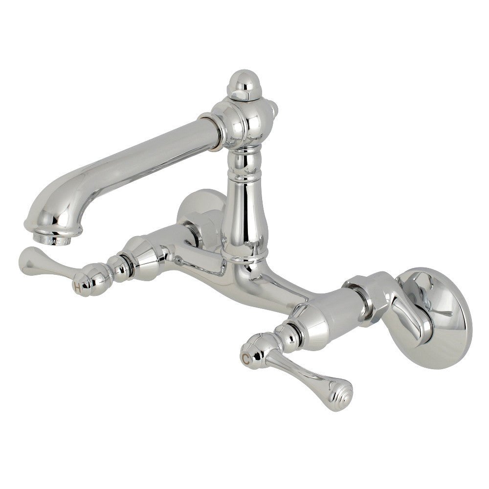 English Country Traditional 6 - Inch Adjustable Center Wall Mount Kitchen Faucet - BUILDMYPLACE