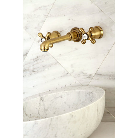 English Country Wall Mount Two - handle 3 - Hole Bathroom Sink Faucet - BUILDMYPLACE