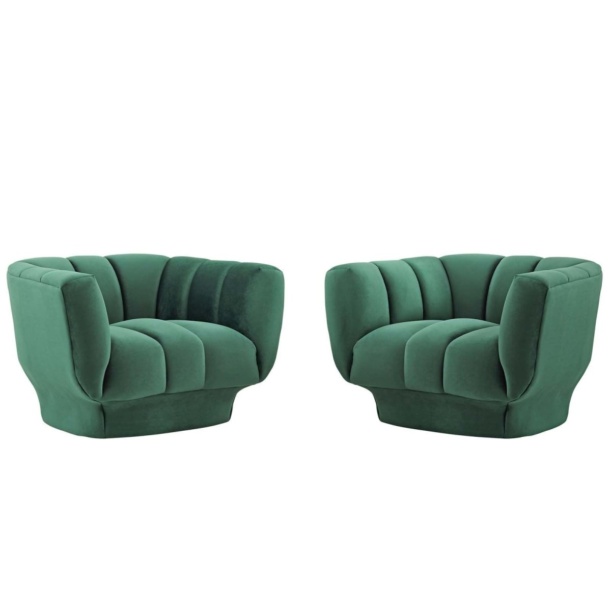 Entertain Vertical Channel Tufted Performance Velvet Armchair Set of 2 - BUILDMYPLACE