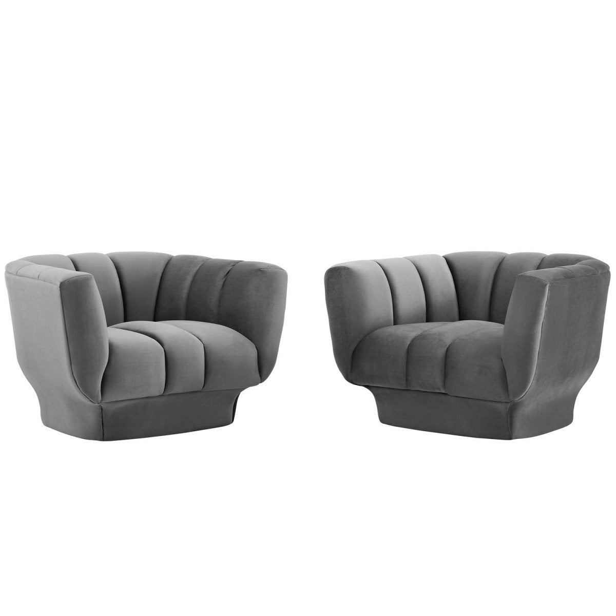 Entertain Vertical Channel Tufted Performance Velvet Armchair Set of 2 - BUILDMYPLACE