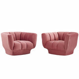 Entertain Vertical Channel Tufted Performance Velvet Armchair Set of 2 - BUILDMYPLACE