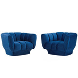 Entertain Vertical Channel Tufted Performance Velvet Armchair Set of 2 - BUILDMYPLACE