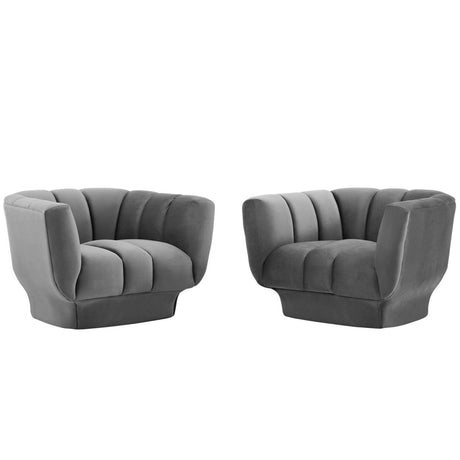 Entertain Vertical Channel Tufted Performance Velvet Armchair Set of 2 - BUILDMYPLACE