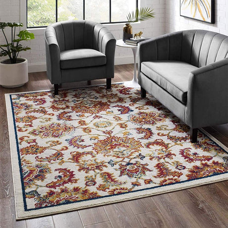 Entourage Azami Distressed Vintage Floral Lattice Area Rug - BUILDMYPLACE